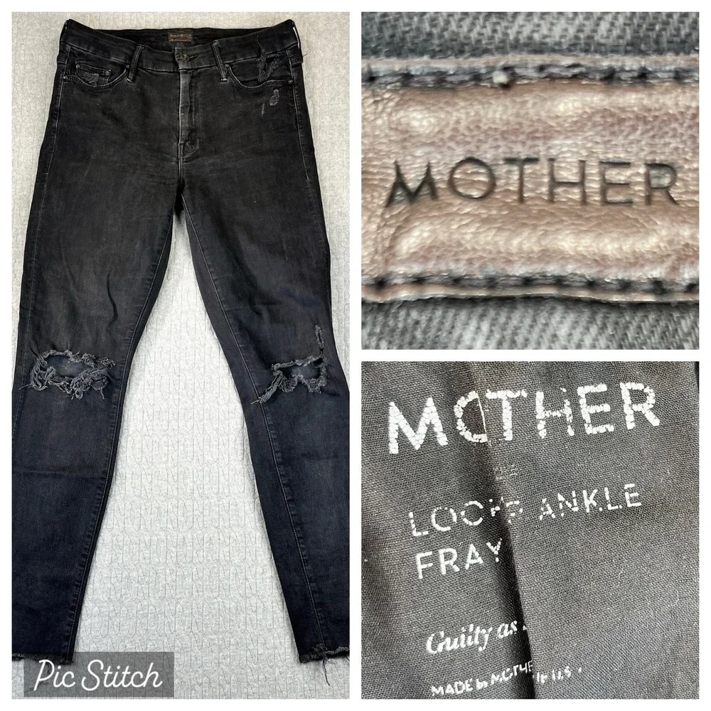 Mother Looker Ankle Fray Dress Jeans  Women Size 29/28X28 high rise stretch slim